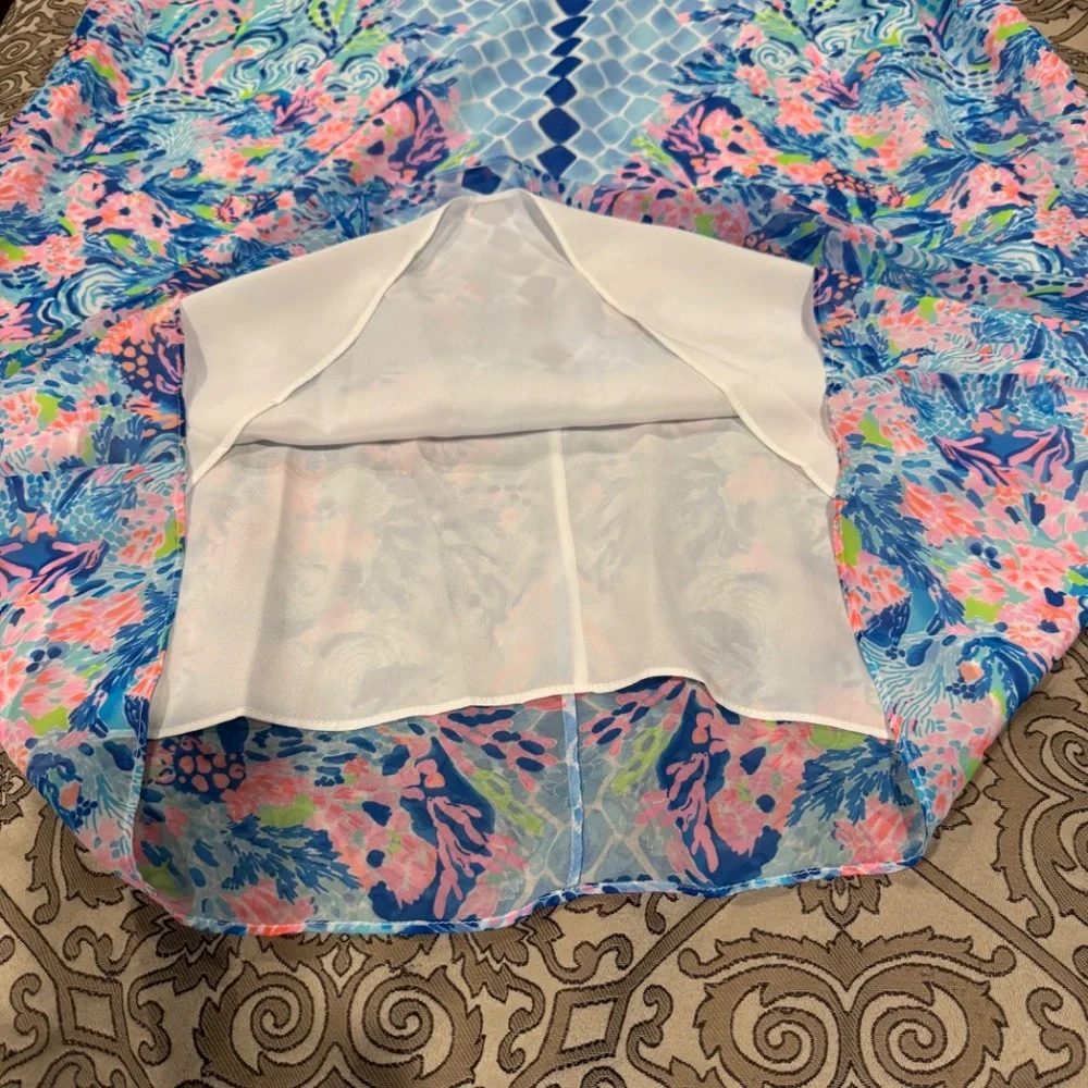 Lilly Pulitzer Blue Pink Floral Strapless Maxi Dress - Picture 8 of 9